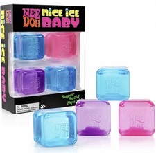 Nee Doh Nice Ice Baby Super Solid Squish Cube Squeeze Toy Set 4 Pack US Fast Shp