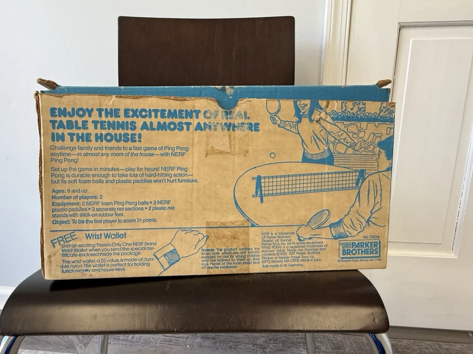 Vintage Nerf Ping Pong Table Tennis Set Complete Parker Brothers Toy In Box - Image 3 of 4