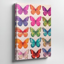 Wall Art Canvas a Collection of Brightly Colored Butterflies Arranged in a