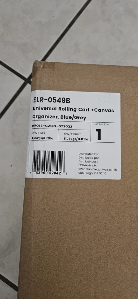 Carrinho de rolamento universal com bolsa organizadora de lona, armazenamento móvel, azul/cinza novo - Imagem 3 de 4