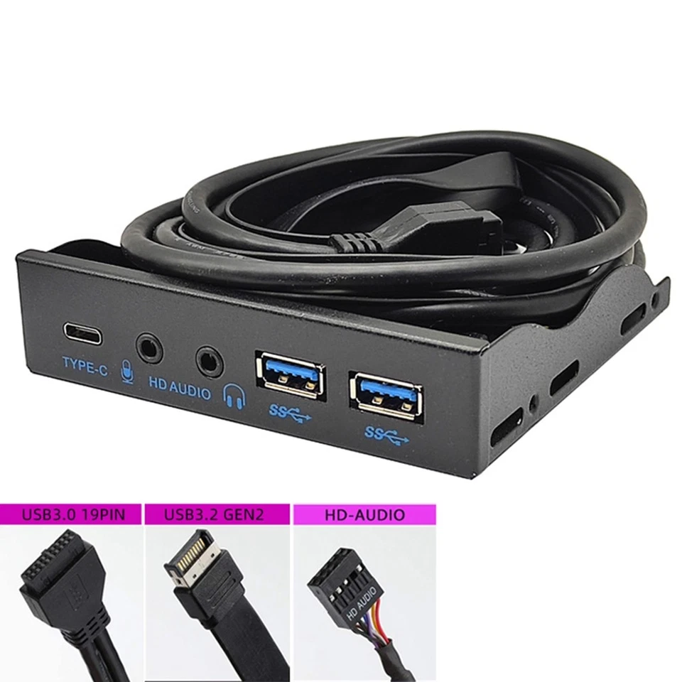Panel Frontal USB para PC USB3.2 Gen2 10Gbps Tipo C + 19Pin 2 Puertos Hub USB3.0 +2613 - Imagen 2 de 4