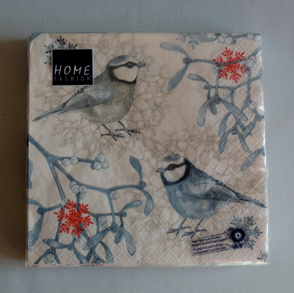 20 Servietten Meisen Winter VöGel Blau 1 Packung Ovp Motivservietten Home Eiskr-image
