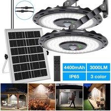 Double Head Solar LED Pendant Hanging Lights Outdoor Shed Lamp 5 Mode Dimmable