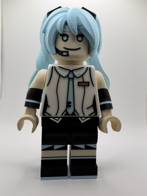 Brick Miku Hatsune XL Brick Figure 8 inches tall 3D Printed Lego Inspired