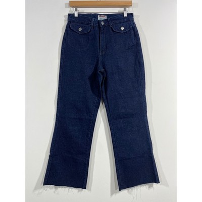 Vtg Stevenson Retro 70s High Waisted Denim Jeans Patch Pockets Boho Womens 11 12