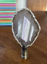 Preowned Vintage NOS Purple Agate Semi Precious Stone Brass Metal Lamp Finial