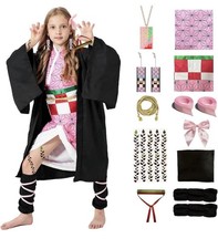 NEW Demon Slayer Nezuko Costume Anime Cosplay Kids Size SMALL 6/6X Complete Set