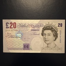 BANK OF ENGLAND £20 BANKNOTE - M.V.LOWTHER - UNCIRCULATED AD25 647850