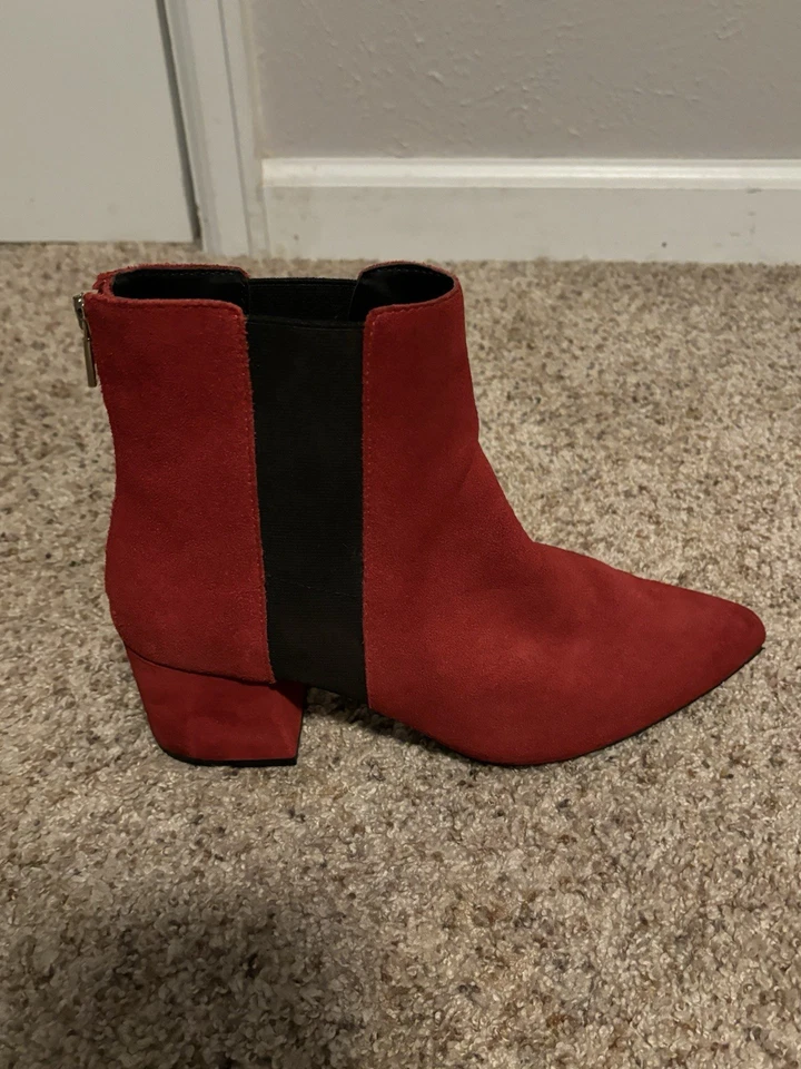 Kenneth Cole Reaction Mujer’s Rojo Botines Gamuza Cuero Talla 9 Foto 4 de 4