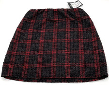 Art Class Girls' Size 14 Elastic Waist Skirt Red Black Plaid Textured  Lined