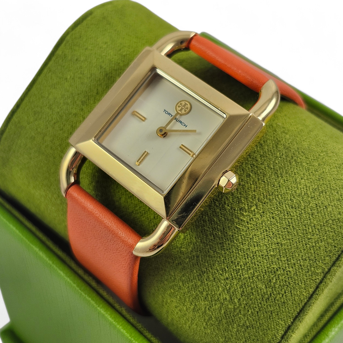 NEW Tory Burch Phipps Lilium Orange Gold Tone Watch TBW7201 Logo
