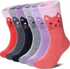 6 Pairs Kids Merino Wool Hiking Socks Boys Girls Toddlers Winter 4-7 Years Wool