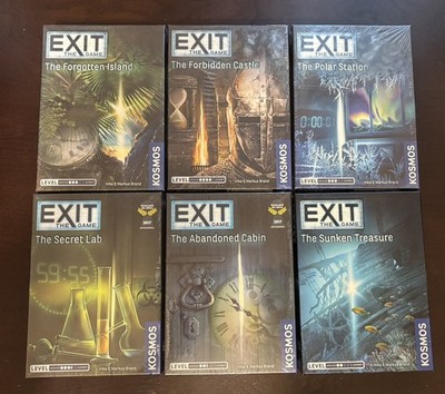 Lot of 6 EXIT: The Game escape room puzzle games - 5 Sealed, 1 Open Box - Kosmos
