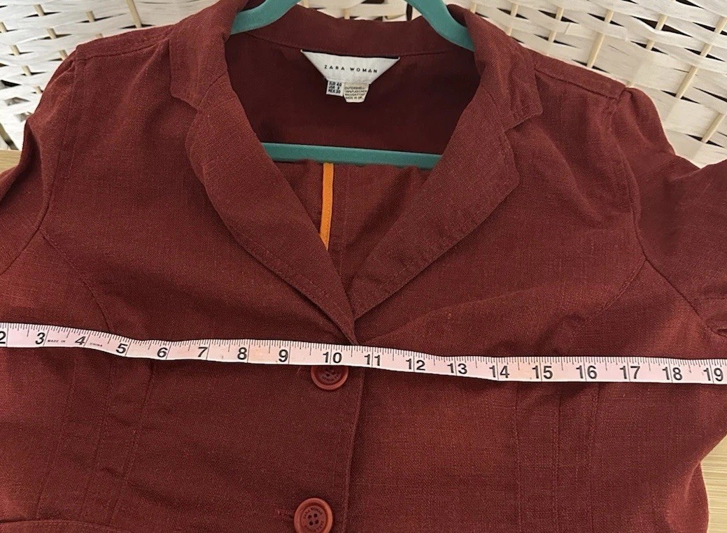 ZARA Basic, Women’s Rust Jacket Blazer Collared L… - image 9