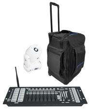 Rockville ROCK SPOT 260W WHITE DJ Moving Head Light Wireless DMX Controller Bag