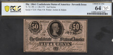 1864- 50 Cents- Confederate States of America- Richmond, VA- PCGS Choice UNC 64
