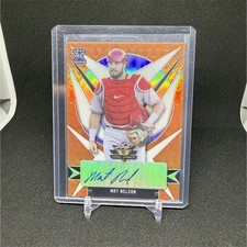 Leaf 2021 Valiant Mat Nelson #BA-MN1 Orange /99 Autographed Rookie Baseball Card