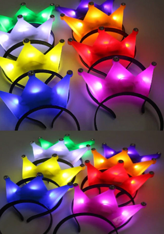 Party Plastic Light up Crown Headbands Led Flashing Crown Headband Hair - Image 2 of 3