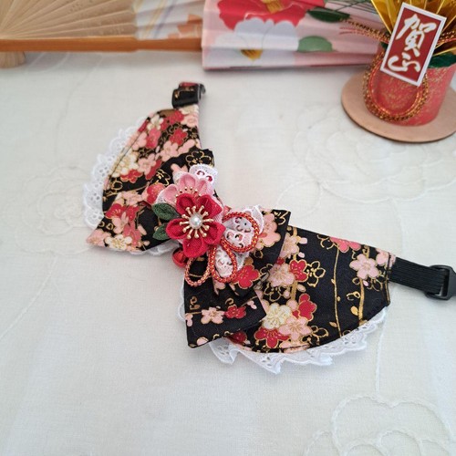 Kanzashi kimono épingle à cheveux spécification année style snack travail (noir) col avec - Photo 3/3