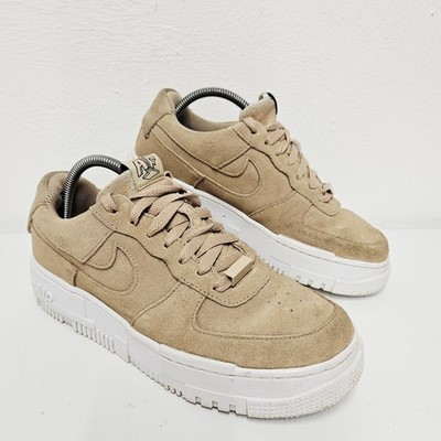 Nike Air Force 1 Low Pixel Hemp Damengröße UK 6,5 beige Wildleder Plateau Turnschuhe