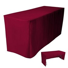 8' Fitted Tablecloth Table Cover Trade Show Event Open Back Side - 3 Sided Burgu
