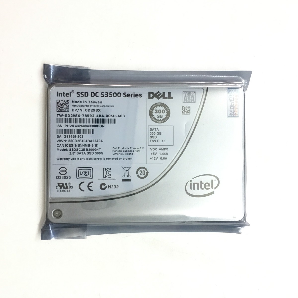 Dell 0D298X Intel SSDSC2BB300G4T 300GB MLC SATA SSD DC S3500