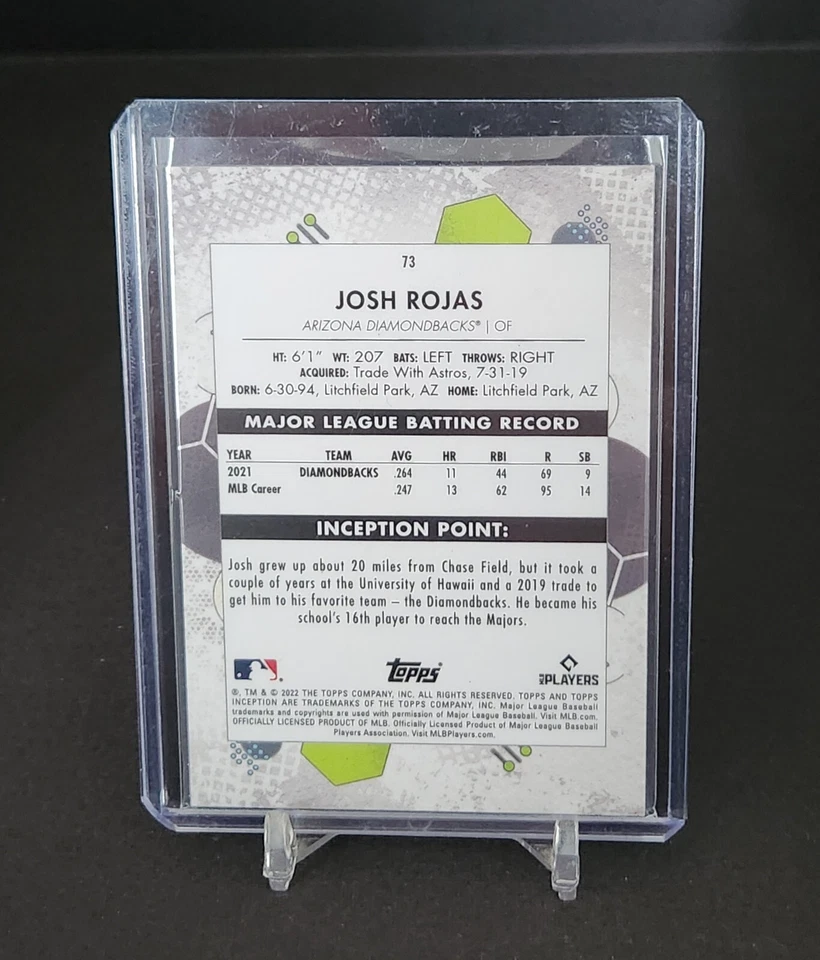 2022 Topps Inception #73 PURPLE Josh Rojas /150 Arizona Diamondbacks - Image 2 of 3