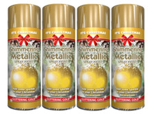 2 x Błyszcząca metaliczna błyszcząca złota farba w sprayu do dekoracji świątecznych 200ml
