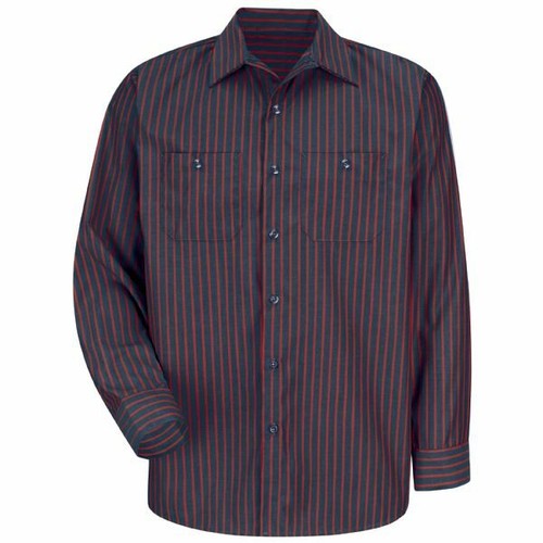 Red Kap Work Shirt Poplin Stripe 2 Pocket Men's Industrial Uniform - Picture 8 of 24