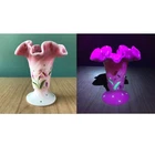 Signed Hand Painted Linda Everson Fenton Burmese Shiny Rose Glass Vase GlowsPink