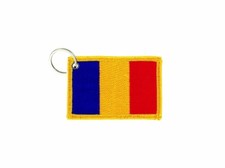 Keychain keyring embroidered embroidery patch double sided flag roumania romania