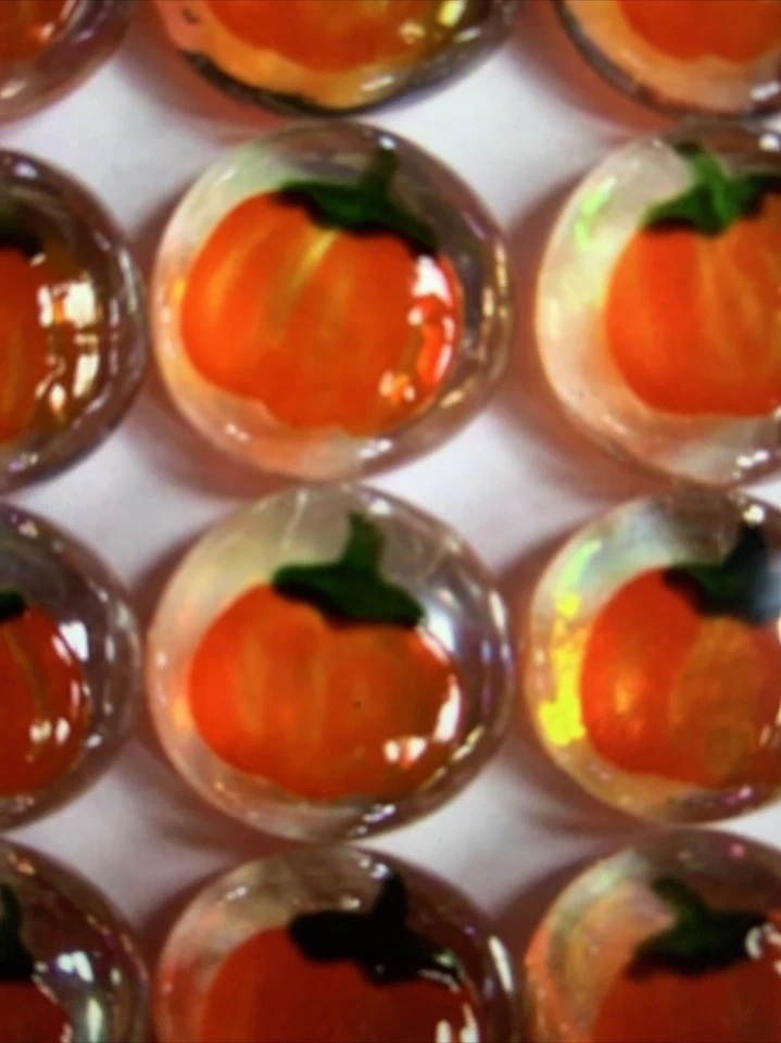 Calabazas Otoño Acción de Gracias Pintado a Mano Vidrio Gemas Fiesta Favores Mesa Confeti Foto 2 de 2