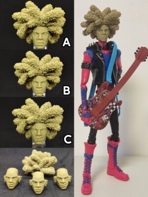 1/12 Unpainted Hobie Brown Punk Spider-man Head Carved Fit 6'' ML