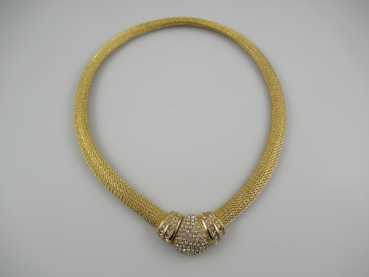 アクセサリー Vintage Christian Dior Chain Necklace Christian Dior chain Necklace Pendant Vintage Rhinestone CD