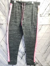 Bobbie Brooks Womens Plus SZ 2X Lounge Pants Dark Gray Pink Queen Down Side NEW