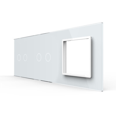 LIVOLO Glasblende Für Touch-Lichtschalter & Steckdose – 4-fach, Grau, Sicherheitsglas, Ohne Innenleben, VL-C7 Serie