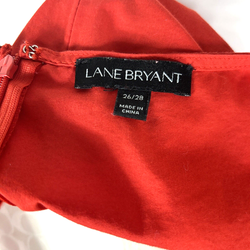 Abito Lane Bryant rosso spalle fredde tubino taglia 26/28 maniche lunghe a campana zip posteriore - Foto 5 di 6