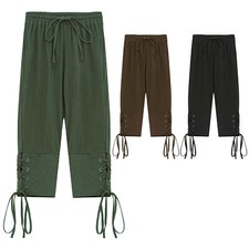 Kids Boys Medieval Shirt Viking Renaissance Lace up Tops Viking Pirate Pants