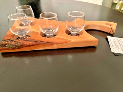Wooden Flight Board with 4 Tasting Glasses for Sampling Spirits