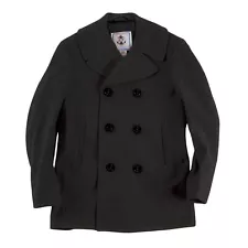 Sterlingwear, Navigator Melton Wool Peacoat, Mens, Black, Made in USA