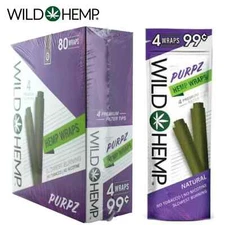 Wild H. Organic Wrap Rolling Paper Purpz Full Box 20 Pouches / 4 per Pack