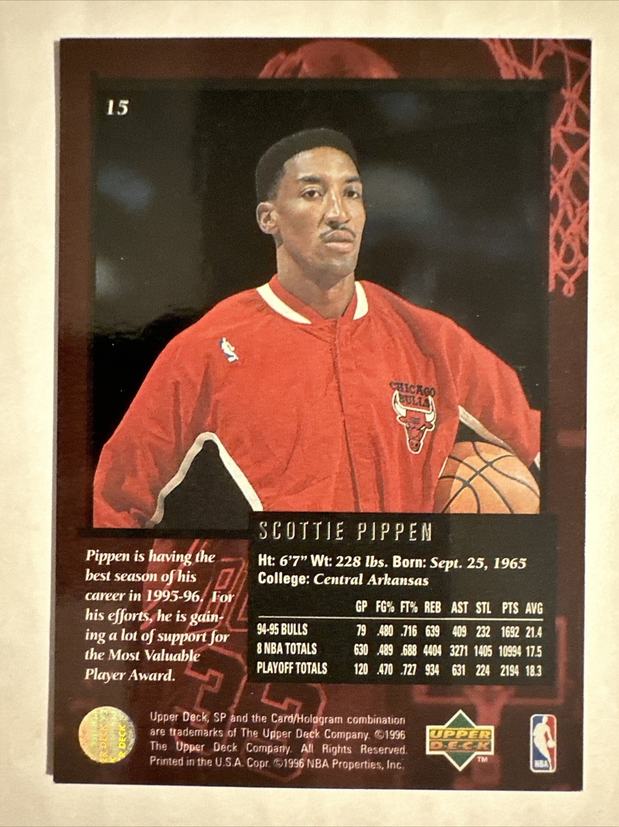 SCOTTIE PIPPEN - 1996 UPPER DECK SP BASKETBALL #15 | eBay