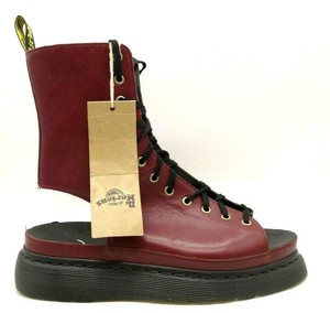 burgundy open toe boots