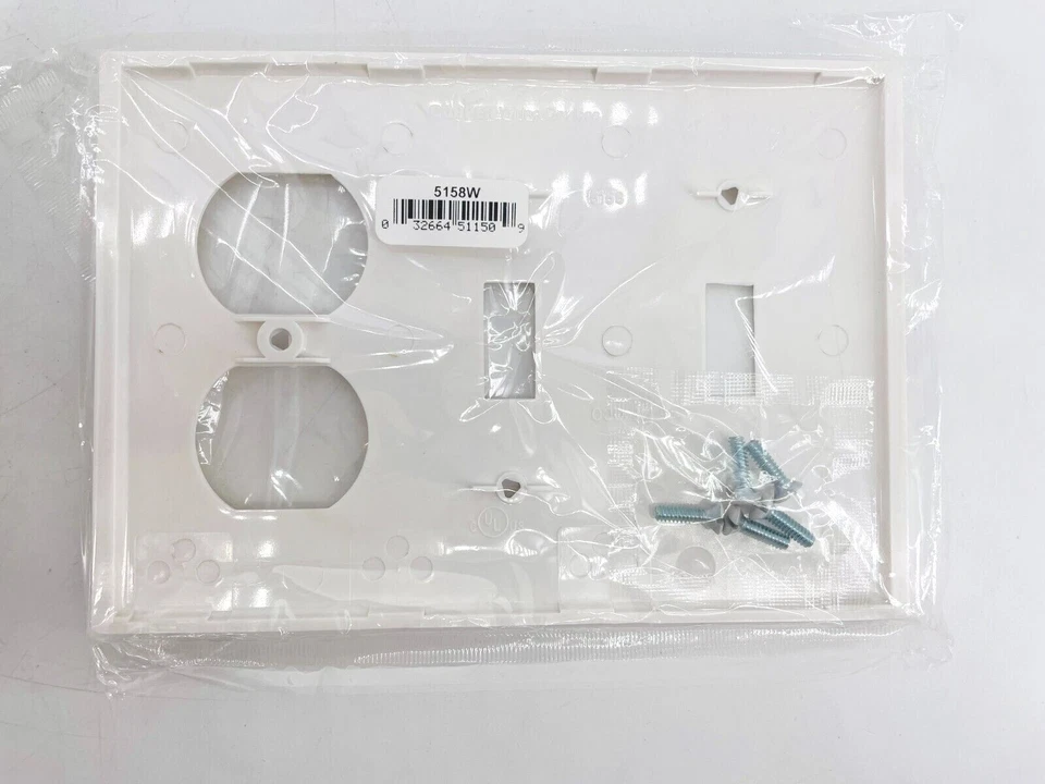 Lote de 10 Cooper 5158W Placa de Pared Combinada Palanca Dúplex Blanco Nuevo Excedente Foto 3 de 4