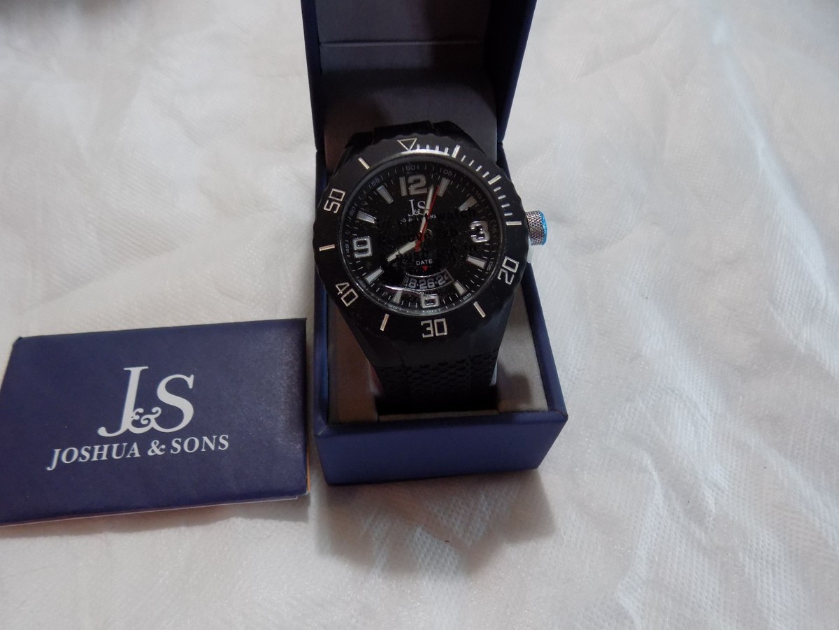 Joshua Sons Men's JS65BK Black Swiss Quartz Watch with Black