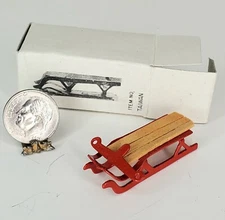 Vintage Red Metal Sled 1:24 Dollhouse Miniature Christmas Child Toy Decor NOS 
