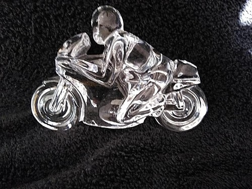 Kristal Color Crystal "Circuit Motorcycle" & Rider Figurine (Rare) - Picture 2 of 4