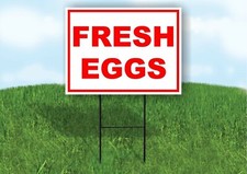 FRESH Eggs RED Yard Sign ROAD SIGN with Stand LAWN POSTER