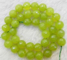 Natural 8mm Faceted Green Peridot Round Gemstone Loose Beads 15" AAA