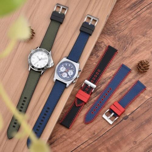 Hybrid Fkm Watch Strap Fluoro Rubber Canvas Nylon Watchbands Quick Release - Picture 2 of 76